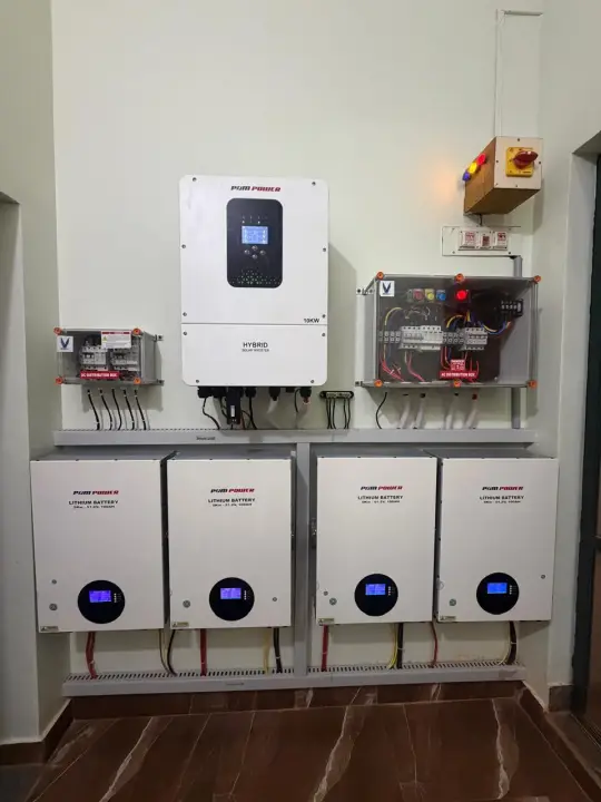 10kW hybrid solar inverter with four 5kWh lithium batteries