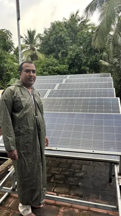 Site visit at a rooftop solar panel installation