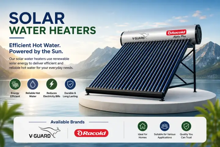 Solar water heater system installed on a rooftop